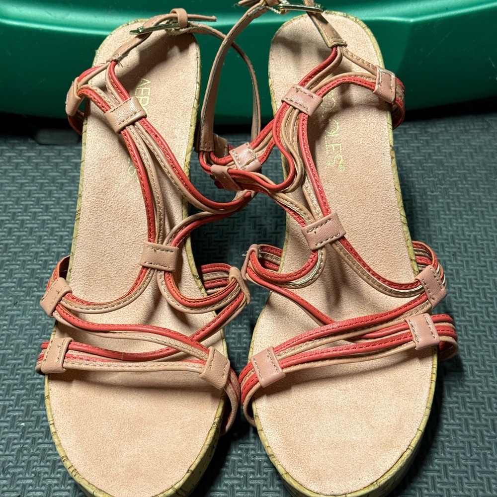 AEROSOLES Women's Sandals in Coral and Beige